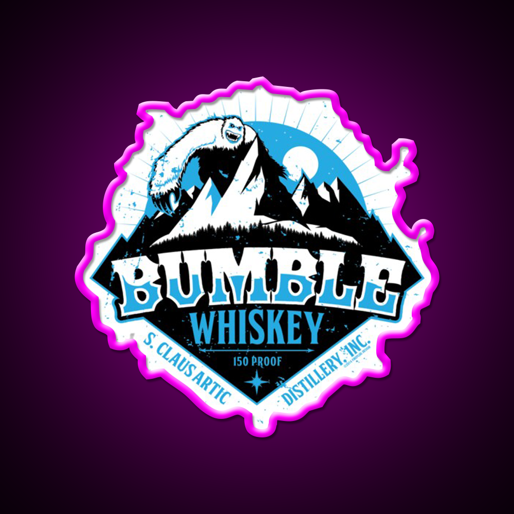 S Claus Distillery Bumble Whiskey Drink Bar Led Neon Sign Rgb Color