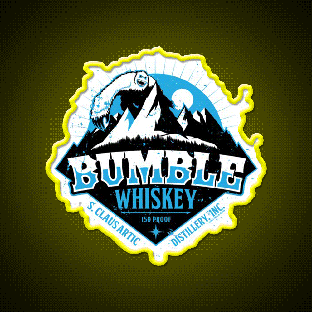 S Claus Distillery Bumble Whiskey Drink Bar Led Neon Sign Rgb Color