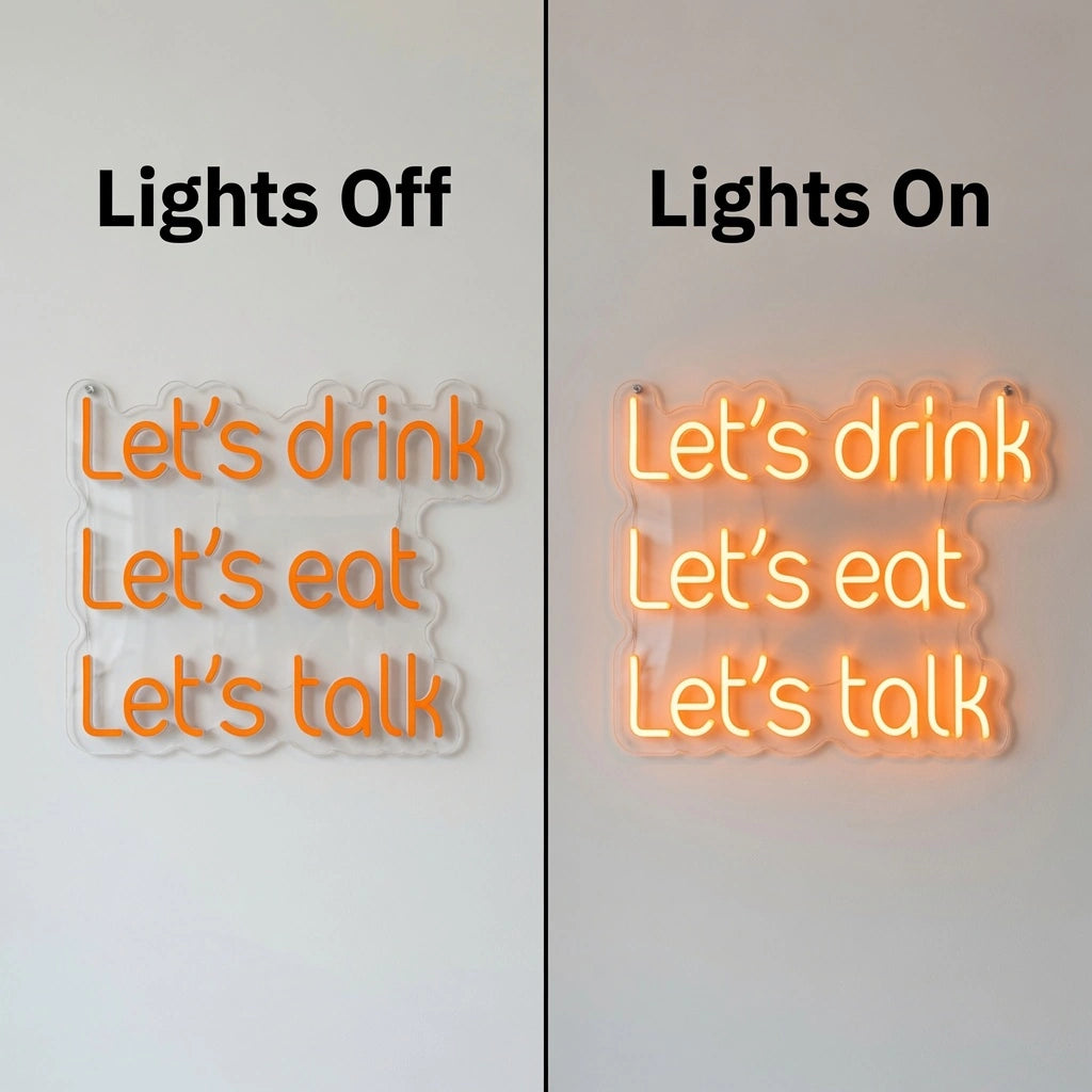 S Drink Let Wall Decor LED Neon Sign - 06 Day Night Comparison