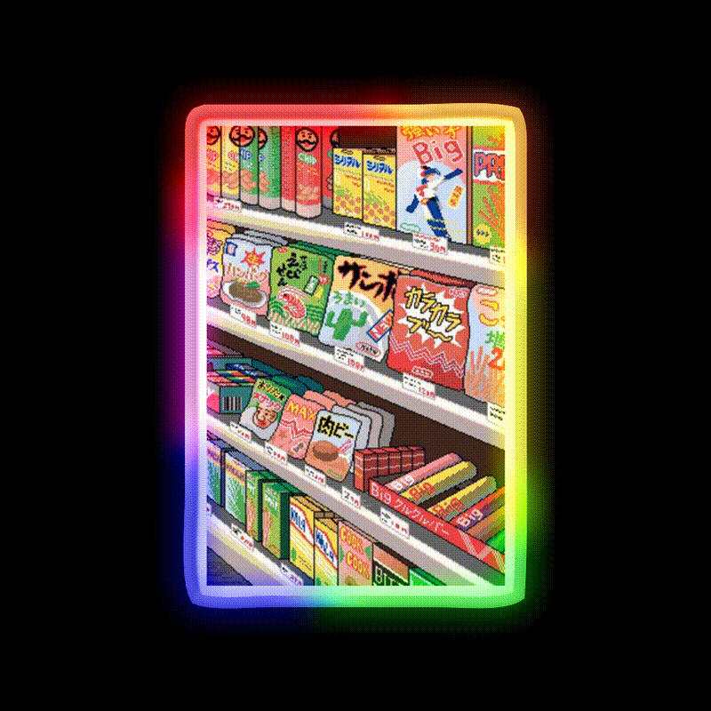 S N A K S Snack Food Led Neon Sign Rgb Color - LED neon sign close-up detail