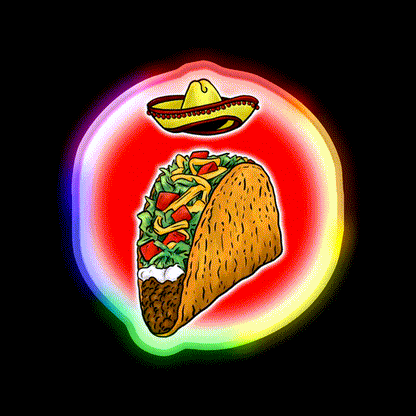 Sacred Taco Led Neon Sign Mexican Food Sign Rgb Color - LED neon sign close-up detail