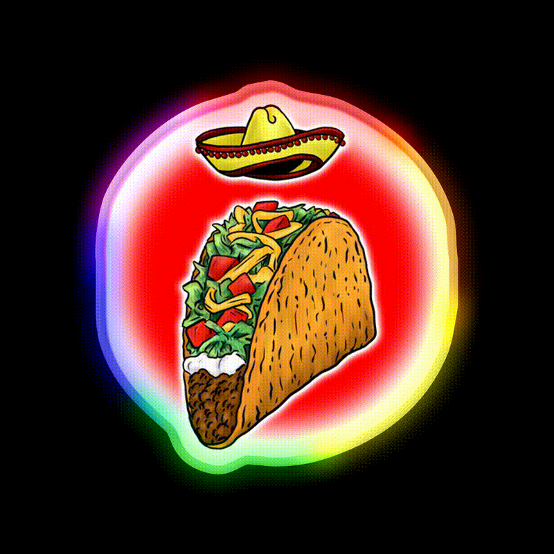 Sacred Taco Led Neon Sign Mexican Food Sign Rgb Color - LED neon sign close-up detail