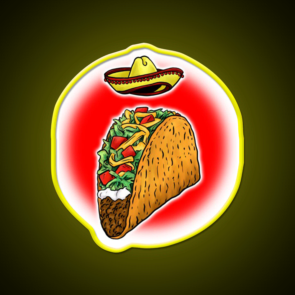 Sacred Taco Led Neon Sign Mexican Food Sign Rgb Color - Custom LED neon sign front view