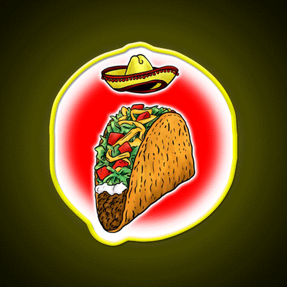 Sacred Taco Led Neon Sign Mexican Food Sign Rgb Color - Custom LED neon sign front view