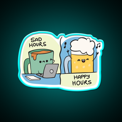 Sad Hours And Happy Hours Man Cave Bar Led Neon Sign Rgb Color