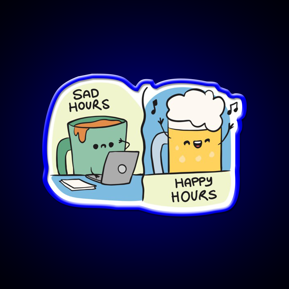 Sad Hours And Happy Hours Man Cave Bar Led Neon Sign Rgb Color