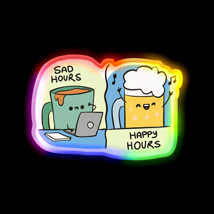 Sad Hours And Happy Hours Man Cave Bar Led Neon Sign Rgb Color