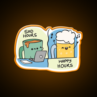 Sad Hours And Happy Hours Man Cave Bar Led Neon Sign Rgb Color