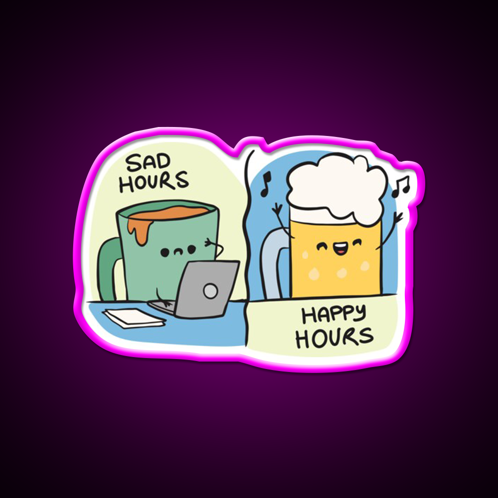 Sad Hours And Happy Hours Man Cave Bar Led Neon Sign Rgb Color