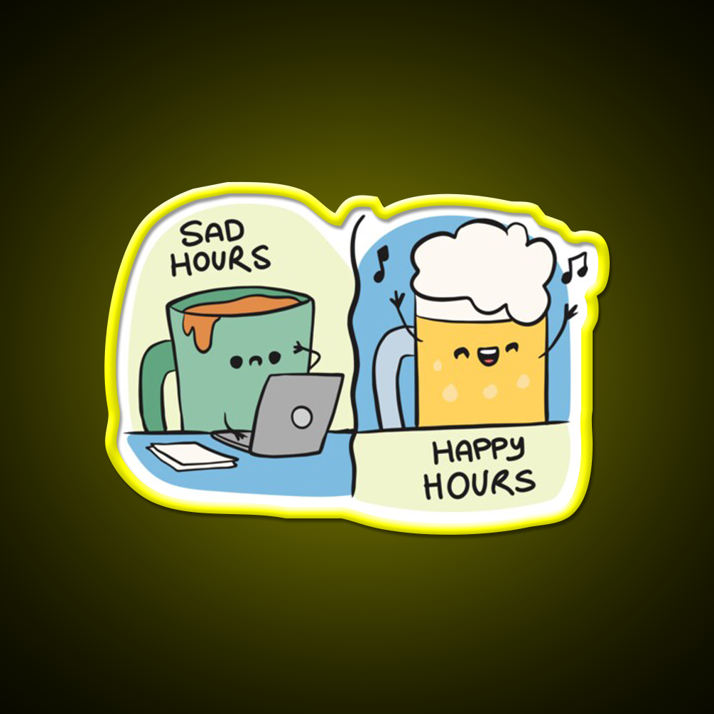 Sad Hours And Happy Hours Man Cave Bar Led Neon Sign Rgb Color