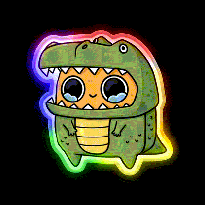 Sad Nugget Dinosaur Fast Food Led Neon Sign For Burger Place Rgb Color - LED neon sign close-up detail