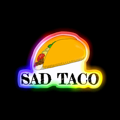 Sad Taco Led Neon Sign Mexican Food Sign Rgb Color - LED neon sign close-up detail
