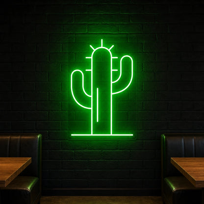 Saguaro Cactus With Spine Lines LED Neon Sign Garage Man Cave Neon Sign real lifestyle scene