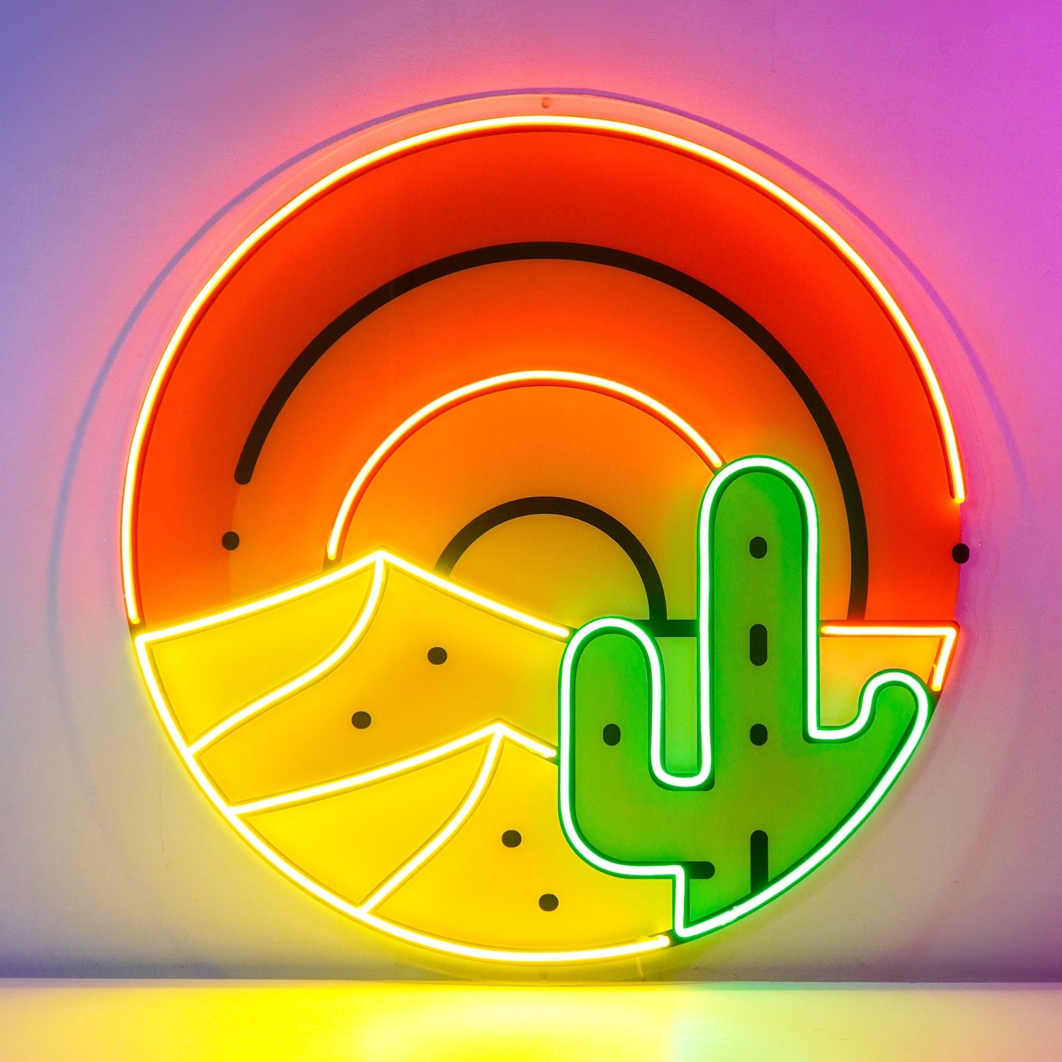 Sahara Desert Sunset Cactus Uv Printed Led Neon Sign Wall Art | Shineneon
