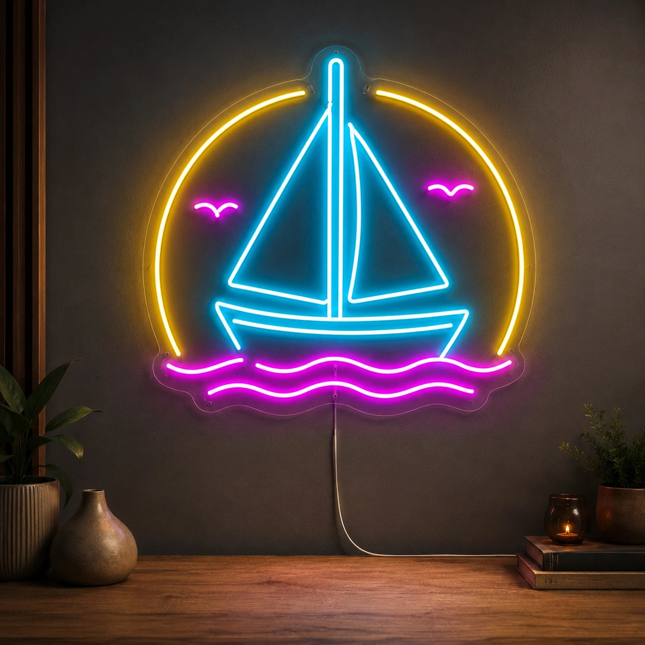 Sailboat Lake Neon Sign LED Neon Sign high-converting product image