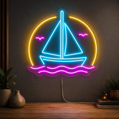 Sailboat Lake Neon Sign LED Neon Sign high-converting product image