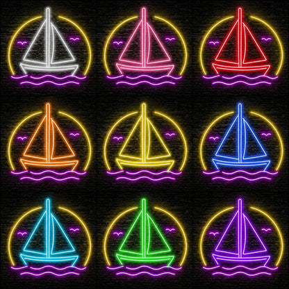 Sailboat Lake Neon Sign LED Neon Sign color grid