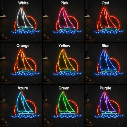 Sailboat Sun And Waves LED Neon Sign - Shineneon