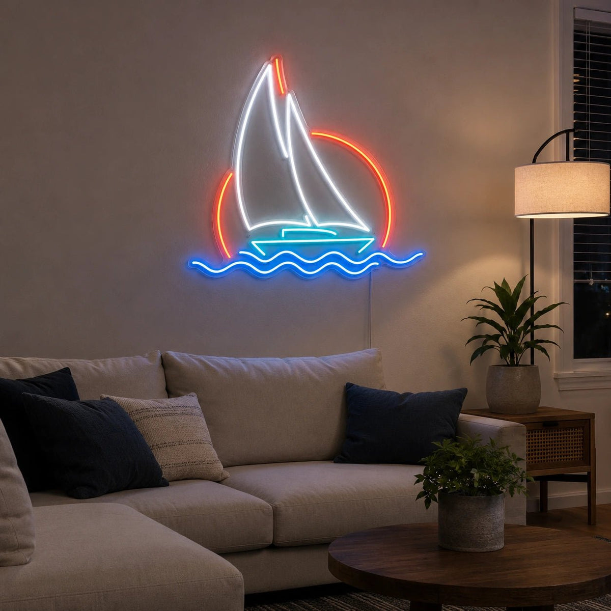 Sailboat Sun And Waves LED Neon Sign - Shineneon