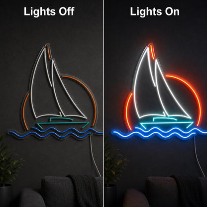 Sailboat Sun And Waves LED Neon Sign - Shineneon