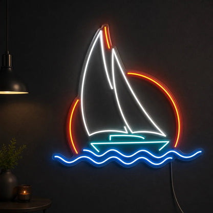 Sailboat Sun And Waves LED Neon Sign - Shineneon