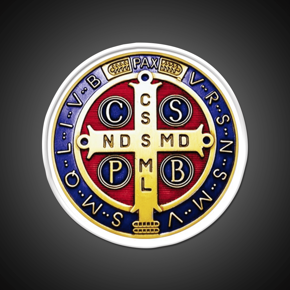 Saint Benedict Medal Crux Sancti Patris Cocktail Bar Decor Led Neon Sign Rgb Color - Shineneon