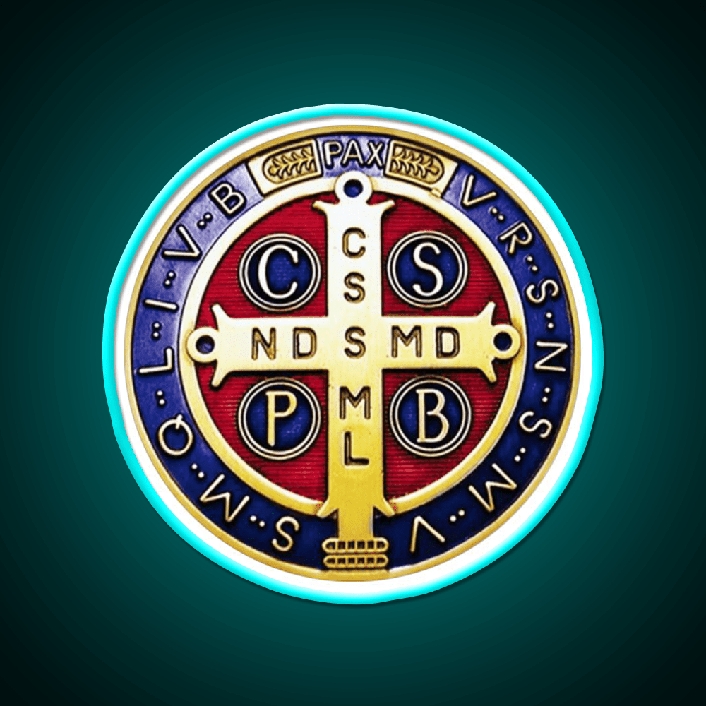 Saint Benedict Medal Crux Sancti Patris Cocktail Bar Decor Led Neon Sign Rgb Color - Shineneon