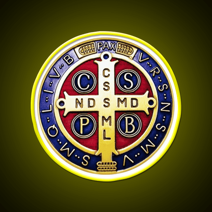 Saint Benedict Medal Crux Sancti Patris Cocktail Bar Decor Led Neon Sign Rgb Color - Shineneon