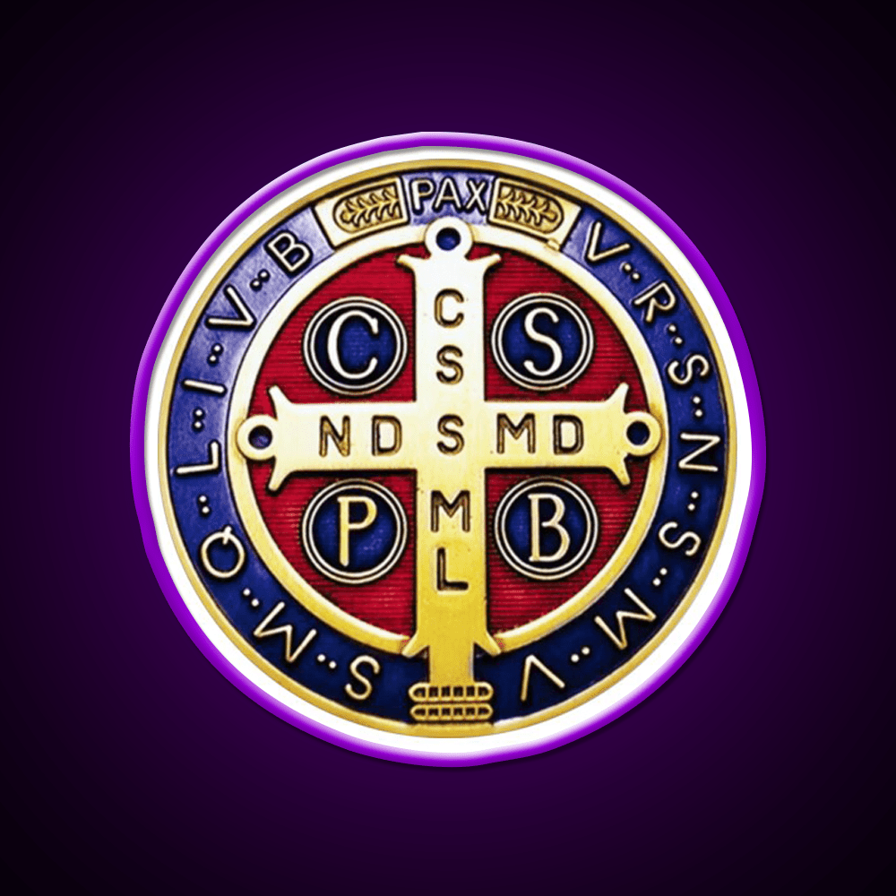 Saint Benedict Medal Crux Sancti Patris Cocktail Bar Decor Led Neon Sign Rgb Color - Shineneon