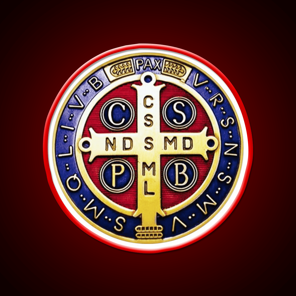 Saint Benedict Medal Crux Sancti Patris Cocktail Bar Decor Led Neon Sign Rgb Color - Shineneon