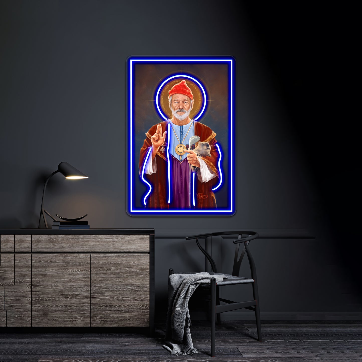 Saint Bill Of Murray Original Religious Painting Artwork Led Neon Signs