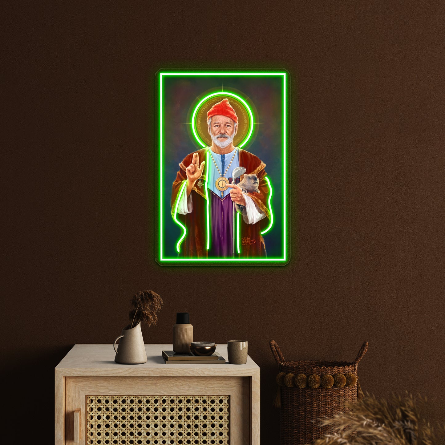 Saint Bill Of Murray Original Religious Painting Artwork Led Neon Signs