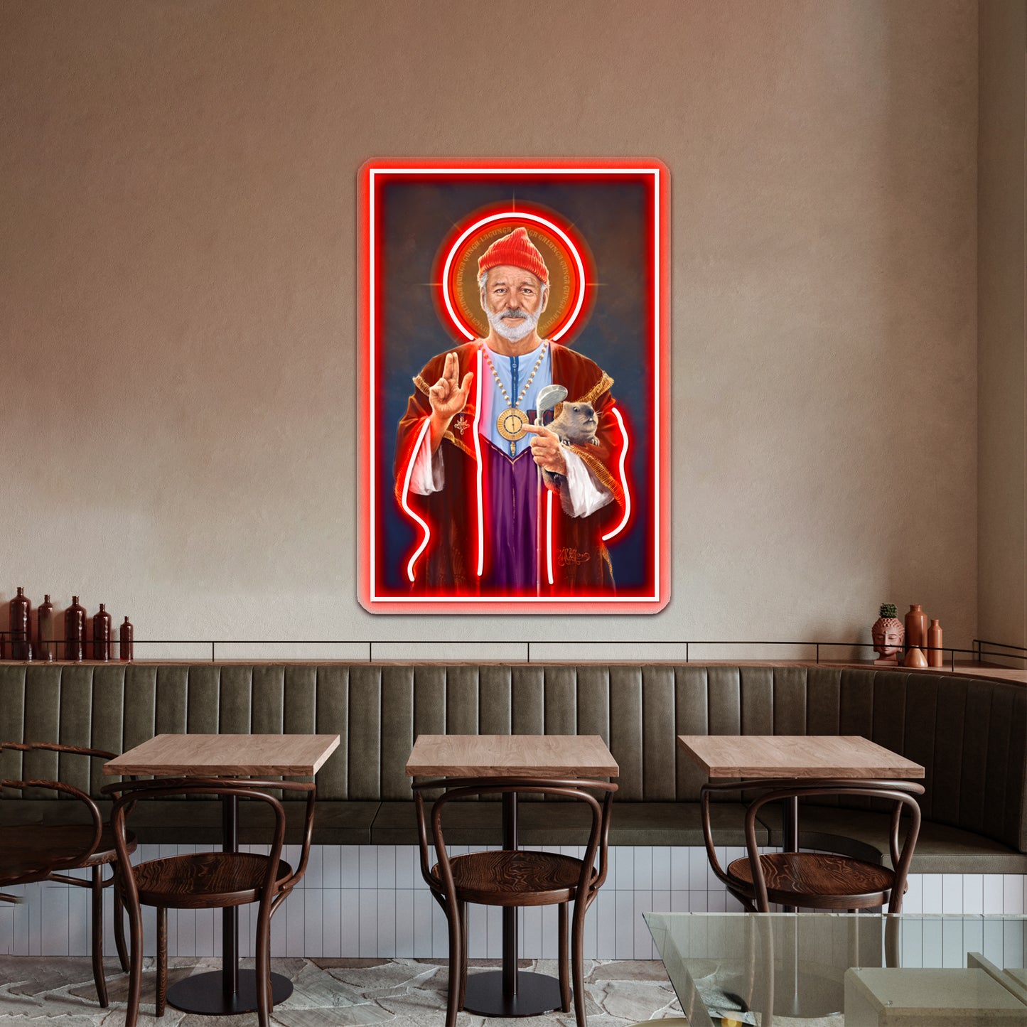 Saint Bill Of Murray Original Religious Painting Artwork Led Neon Signs