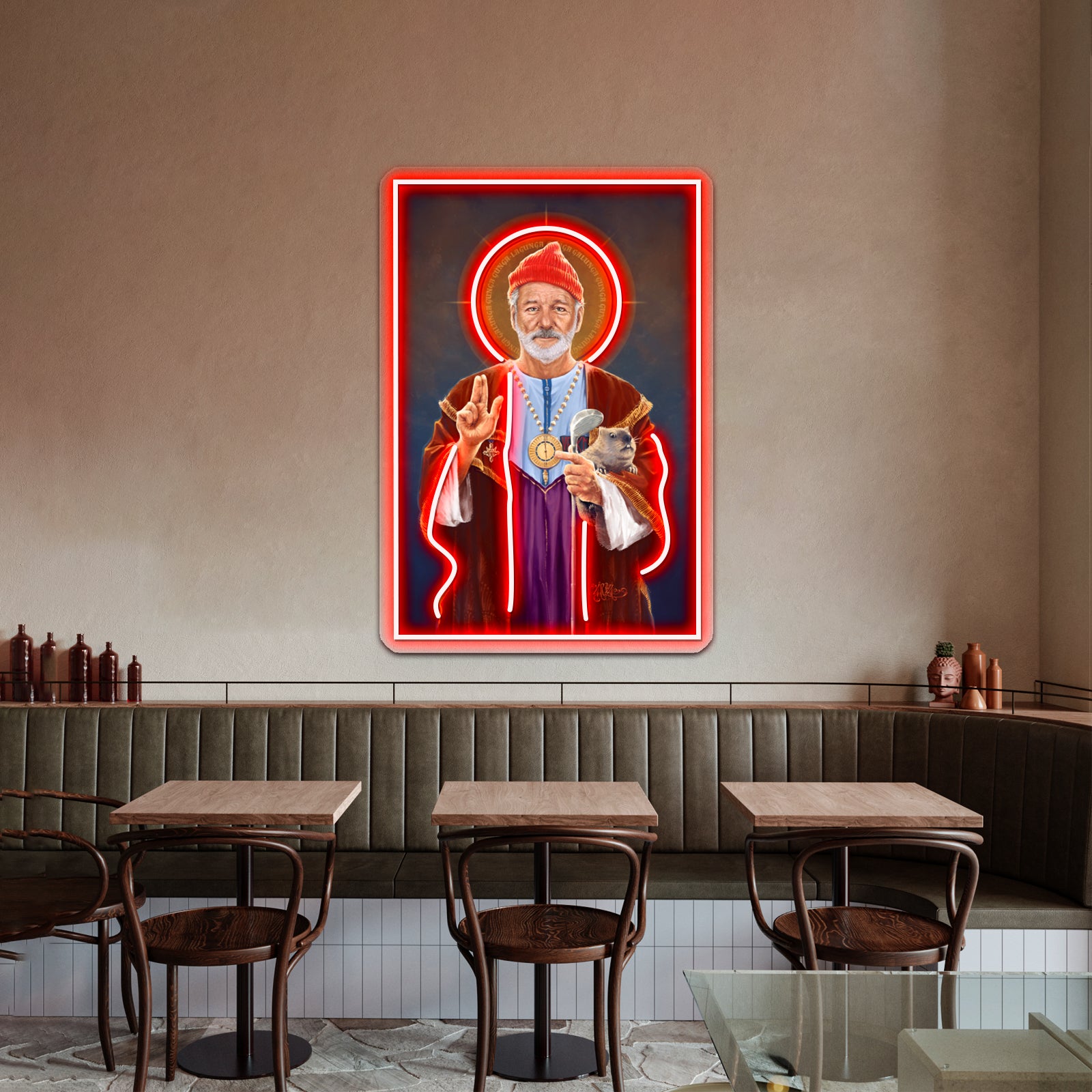 Saint Bill Of Murray Original Religious Painting Artwork Led Neon Signs | Shineneon