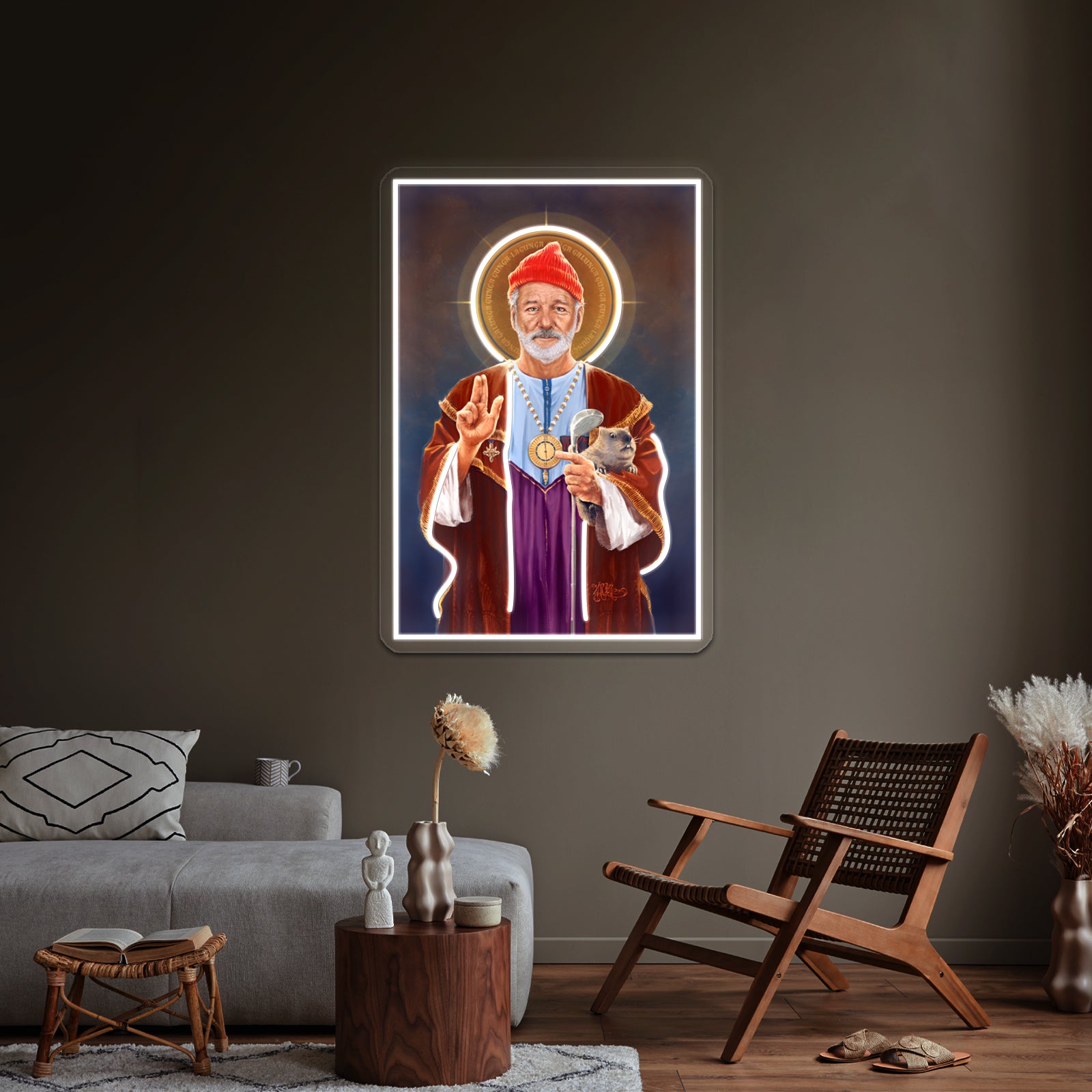 Saint Bill Of Murray Original Religious Painting Artwork Led Neon Signs | Shineneon