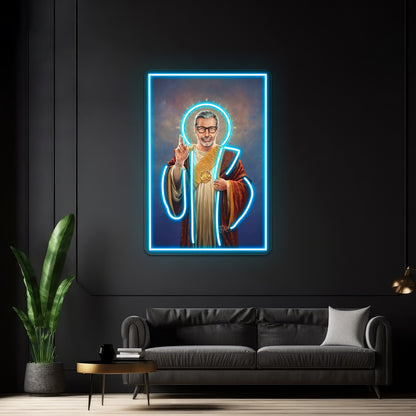 Saint Jeff Of Goldblum Original Religious Painting Artwork Led Neon Signs