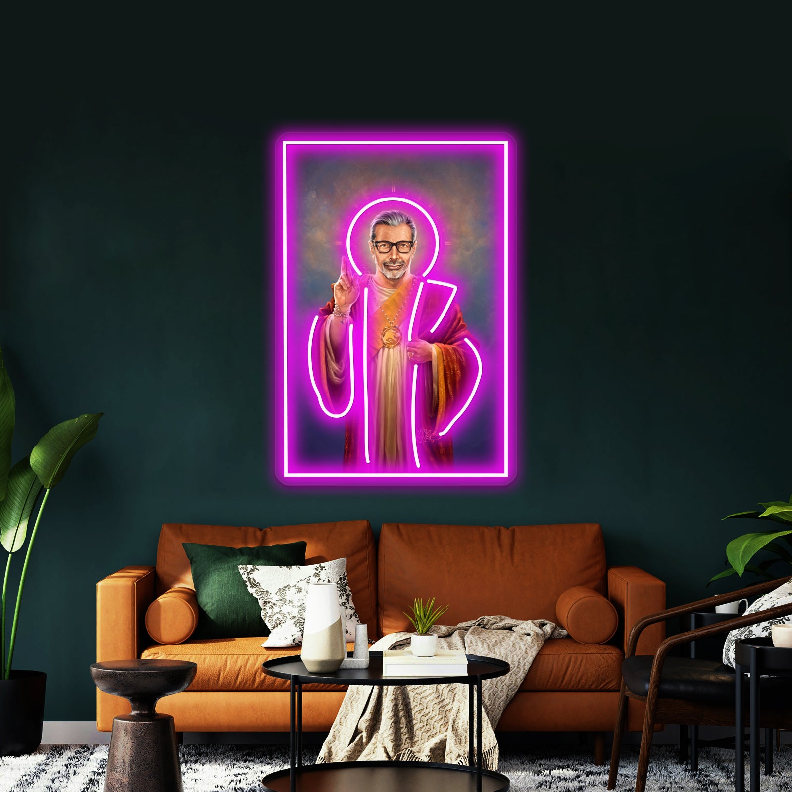 Saint Jeff Of Goldblum Original Religious Painting Artwork Led Neon Signs | Shineneon
