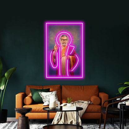 Saint Jeff Of Goldblum Original Religious Painting Artwork Led Neon Signs