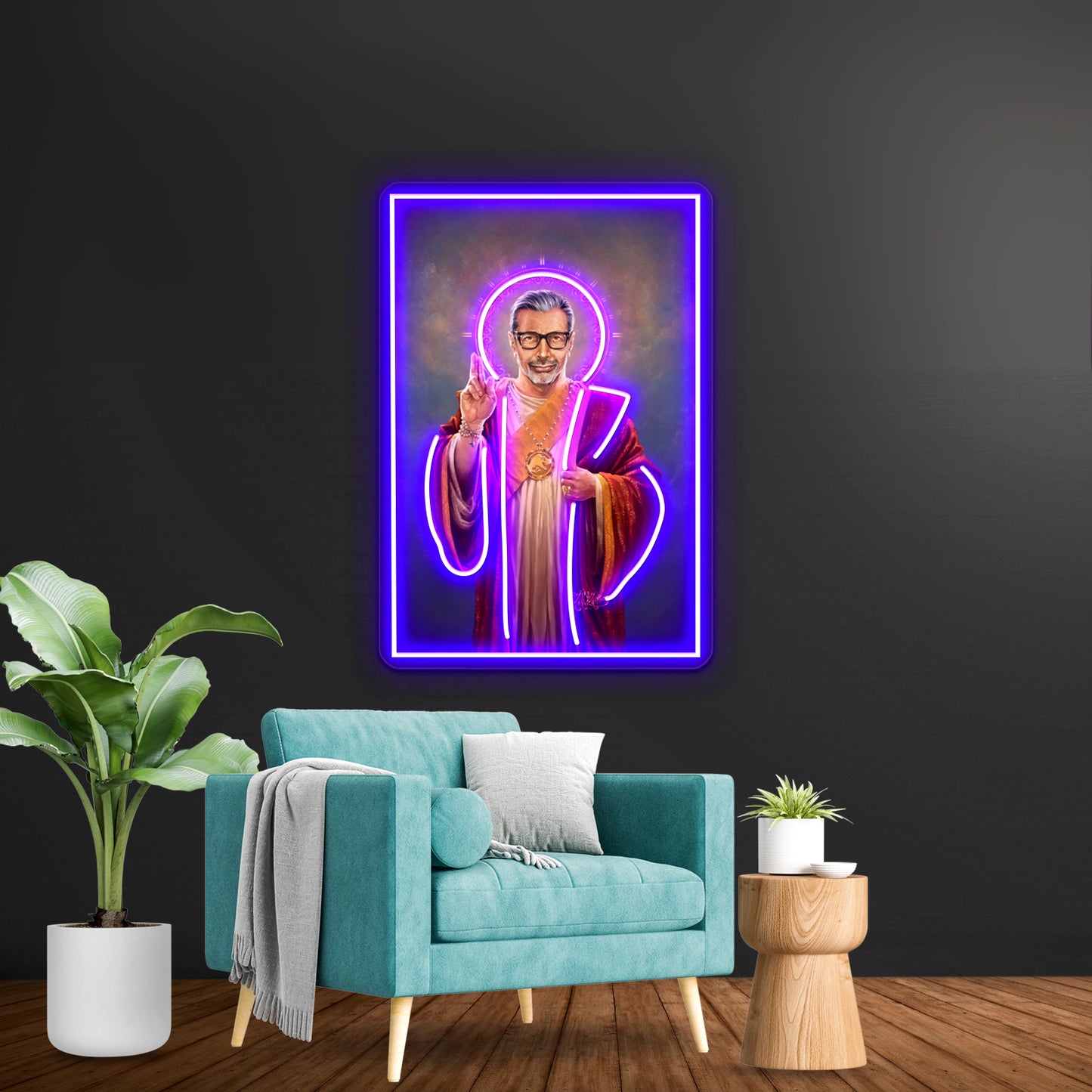 Saint Jeff Of Goldblum Original Religious Painting Artwork Led Neon Signs