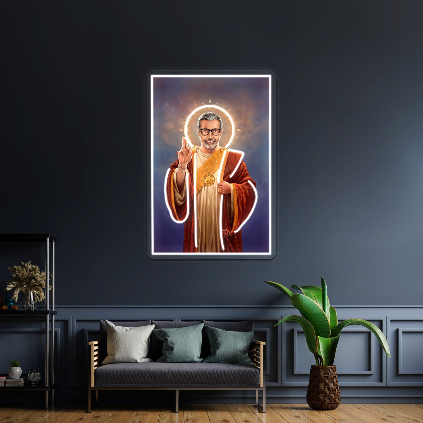 Saint Jeff Of Goldblum Original Religious Painting Artwork Led Neon Signs