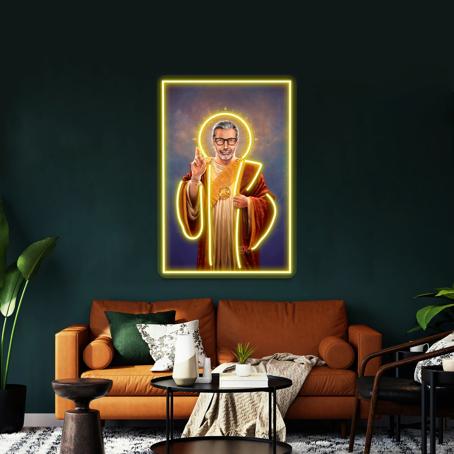 Saint Jeff Of Goldblum Original Religious Painting Artwork Led Neon Signs