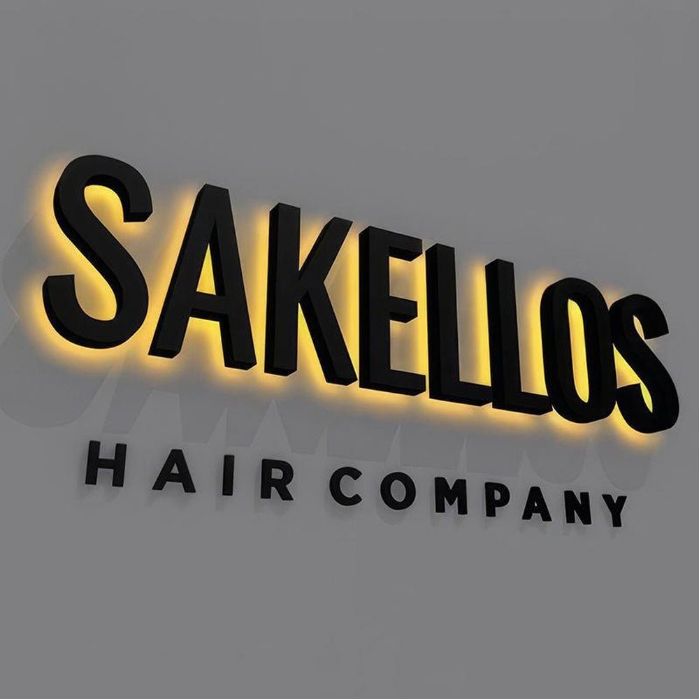 Sakellos Hair Company 3D Backlit Letters Business Metal Led Sign - Shineneon