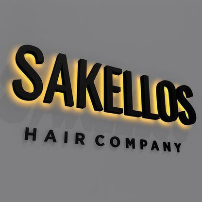 Sakellos Hair Company 3D Backlit Letters Business Metal Led Sign - Shineneon