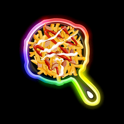 Salchipapa In A Pan Snack Food Led Neon Sign Rgb Color - LED neon sign close-up detail