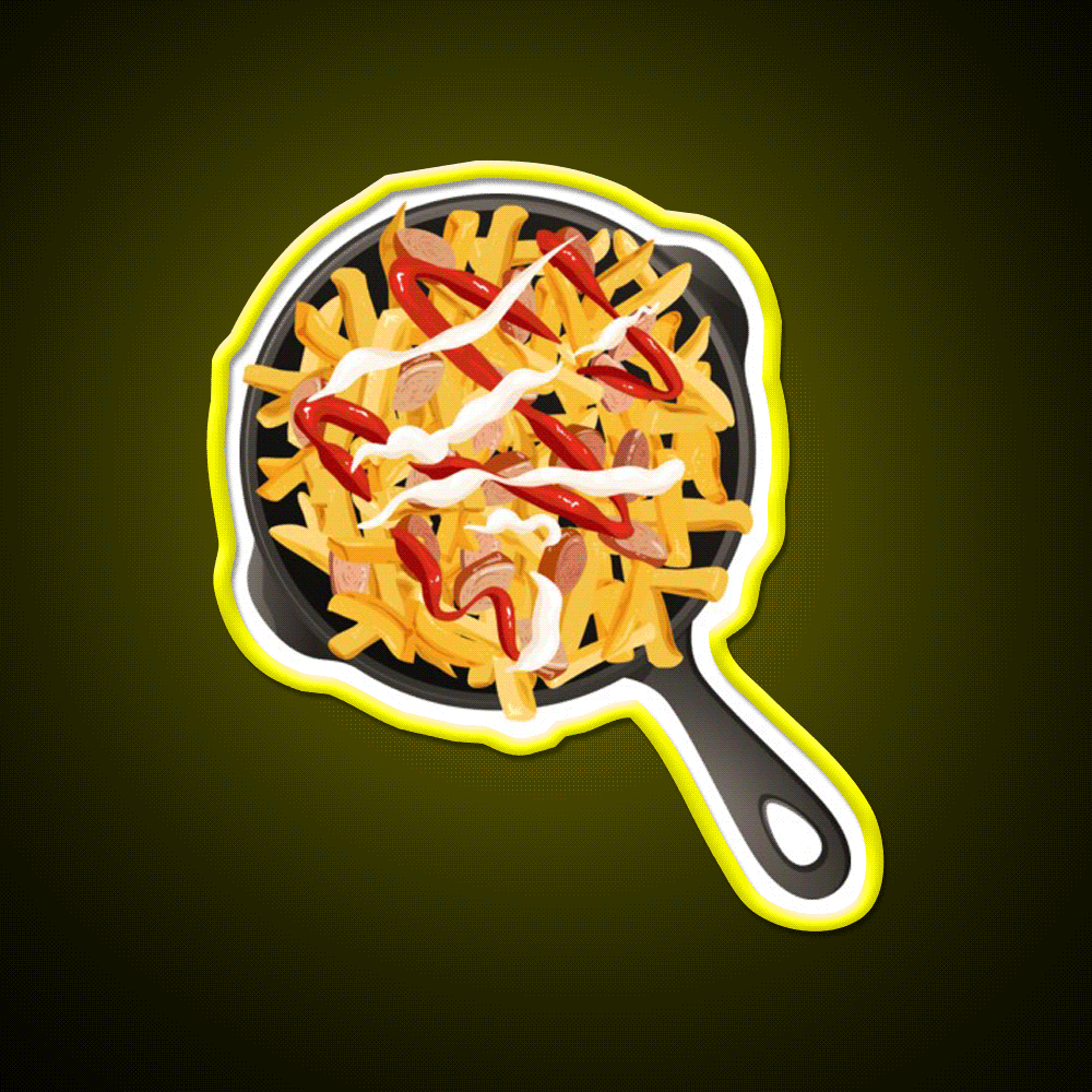 Salchipapa In A Pan Snack Food Led Neon Sign Rgb Color - Custom LED neon sign front view