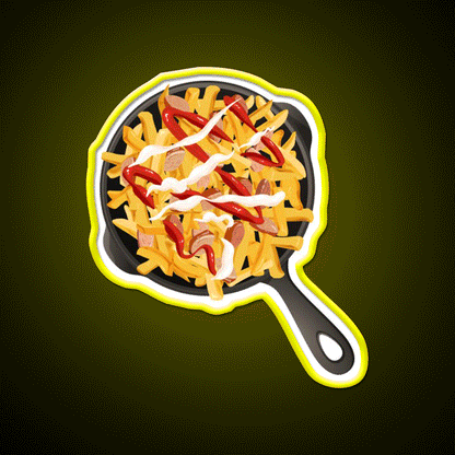 Salchipapa In A Pan Snack Food Led Neon Sign Rgb Color - Custom LED neon sign front view