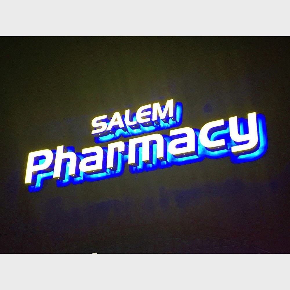 Salem Pharmacy 3D Frontlit And Backlit Channel Letter Led Light Sign - Shineneon