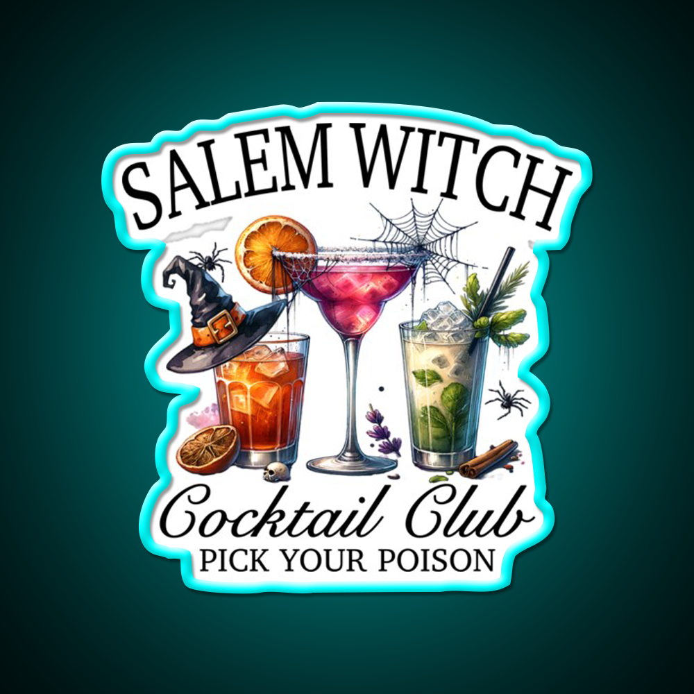Salem Witch Cocktail Club Cocktail Bar Decor Led Neon Sign Rgb Color - Size and dimension reference