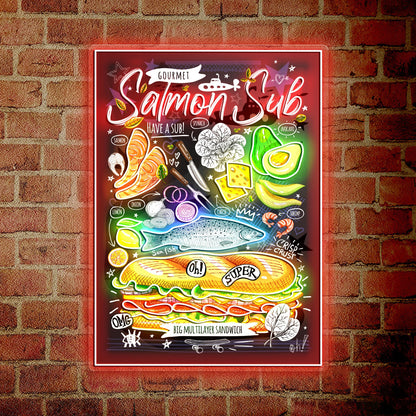 Salmon Sub Poster Acrylic Led Sign | Shineneon