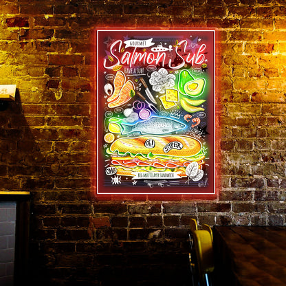 Salmon Sub Poster Acrylic Led Sign | Shineneon